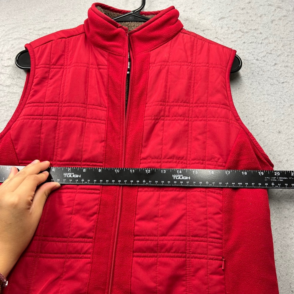 Columbia Womens Red Quilted Sherpa Lined Fleece Full‎ Zip Vest AL1016 Size M - Picture 3 of 8